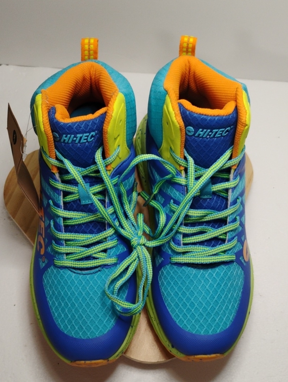 Hi-Tec Teal, Blue & Neon Yellow Men High-Top Sneakers